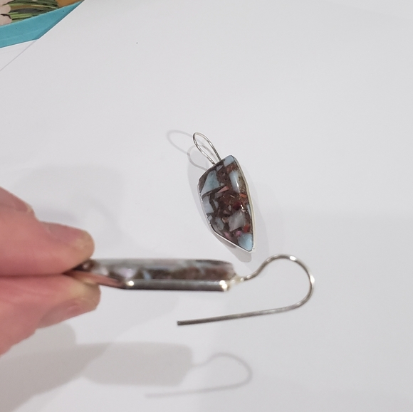 Turquoise earrings, 925 Copper Spiny Oyster Turquoise earrings - Picture 9 of 15